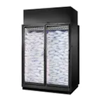 image of True TRM2I-NN-BLK-WHT-1BLKRR-4 67" 2-Door Ice Merchandiser, Black Exterior, 77.9 cu. ft., Holds 220 8 lb. Ice Bags