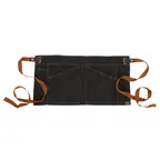 image of Chef Works AWS01S-BLK-0 - 12"L x 23"W Black Cotton Waist Apron, 2 Pockets - 1/Case