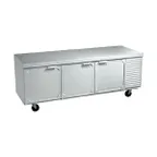 image of La Rosa Refrigeration 2096-ST 96" 3-Section Worktop Refrigerator w/ 3 Doors