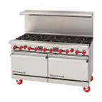 image of American Range AR-10-CC 60" Gas Restaurant Range w/ (10) Open Burners, (2) Convection Ovens, 380.000 BTU