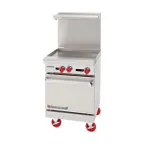 image of American Range AR-24G 24" Gas Restaurant Range w/ (1) Griddle, (1) Space Saver Oven, 67.000 BTU