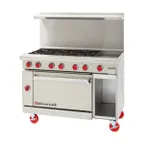 image of American Range AR-36G-2B-126L-SBR 48" Gas Restaurant Range, (1) Standard Oven, (1) Cabinet, (2) Open Burners, (1) 36" Griddle