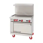 image of American Range AR-36G 36" Gas Restaurant Range w/ (1) 36" Full Griddle, (1) Standard Oven, 95.000 BTU