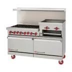 image of American Range AR-4B-12RG 36" Gas Restaurant Range w/ (4) Open Burners, (1) 12" Raised Griddle/Broiler, (1) Standard Oven, 183.000 BTU