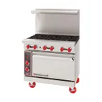 image of American Range AR-6-C 36" Gas Restaurant Range w/ (6) Open Burners, (1) Convection Oven, 222.000 BTU