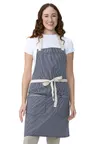 image of Chef Works ABN06-IBS-0 Bib Apron, 31"W x 32"D, 8.3oz, 2 Hip Pockets, Indigo Blue, 100% Cotton