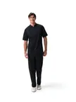 image of Chef Works BCSZ009T-BLK-MT - Chef Coat, 4.7 oz., Short Sleeve, Black, Poly/Cotton, Cool Vent™ Panels