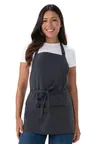 image of Chef Works F10-DGY-0 Bib Apron – 24" L x 27-1/2" W, 65/35 Poly/Cotton, Dark Grey, 3 Pockets