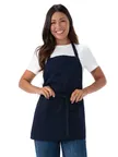 image of Chef Works F10-NAV-0 Bib Apron – 24" L x 27-1/2" W, 65/35 Poly/Cotton, Navy, Adjustable, 3 Pockets