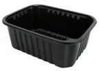 image of Invacus BLACK PP TRAY PSW-19157 Tray, 46.5 oz, 7.9"x6.1"x2.75", Black Polypropylene, Safe - 36/Case