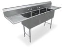 image of Steel Works SWS3C242414-24LR-316 (3) Three Compartment Sink