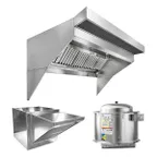 image of HoodMart 2016B 16 FT Restaurant Hood System w/ Makeup-Air, 18 Gauge Steel