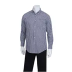 image of Chef Works D500-BWK-2XL - Men's 2XL Gingham Dress Shirt, Poly/Cotton Poplin, White/Dark Navy Check