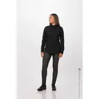 image of Chef Works SFB01W-BLK-3XL - Women's 3XL Long Sleeve Dress Shirt, Black, Poly/Cotton, Adjustable Cuffs