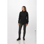 image of Chef Works SFB01W-BLK-M Dress Shirt – Medium, Black, Long Sleeve, Poly/Cotton, Adjustable Cuffs