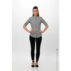 image of Chef Works SFB02W-BLK-S Verismo Dress Shirt, Black, 36-38, Roll‑Up Long Sleeve, 62/38 Cotton/Poly