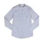 image of Chef Works SFB02W-BLU-XL - Women's Verismo Dress Shirt, XL, Blue, 62/38 Cotton/Poly, Adjustable Cuffs