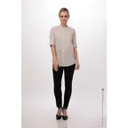 image of Chef Works SFB02W-NAT-2XL - Women's Verismo Dress Shirt, 2XL, Khaki, 62/38 Cotton/Poly, Long Sleeve