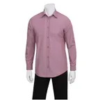 image of Chef Works SLMCH005-DUR-XL Men's Chambray Dress Shirt, Dusty Rose, XL, 60/40 Cotton/Poly, Roll‑Up Sleeves