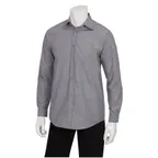 image of Chef Works SLMCH005-GRY-XL - Men's Chambray Dress Shirt, XL, Gray, 60/40 Cotton/Poly, Sleeves