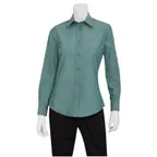 image of Chef Works SLWCH002-GRM-XL Chambray Dress Shirt, Green Mist, XL, 60/40 Cotton/Poly, Faux Horn Buttons