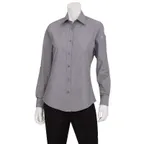 image of Chef Works SLWCH002-GRY-L Women's Dress Shirt, Large, Gray, 60/40 Cotton/Poly, Long Sleeves