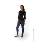 image of Chef Works TSWO-BLK-3XL - Women's 3/4 Sleeve V-Neck Polo, 57/38/5 Cotton/Poly/Elastane, Black, 3XL