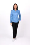 image of Chef Works W151-FRB-S Dress Shirt – Women’s 36-38, French Blue, Poly/Cotton/Elastane, Adjustable Cuffs