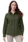 image of Chef Works W151-MIL-XS Dress Shirt – Women’s 32-34, Military Green, Poly/Cotton/Elastane, Long Sleeve