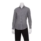image of Chef Works W500-BWC-L Dress Shirt – Women's Large, 65/35 Poly/Cotton Poplin, White/Black Gingham, Fit