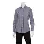 image of Chef Works W500-BWK-S Women's Gingham Dress Shirt, 36-38, Poplin, White/Dark Navy Check, Long Sleeve