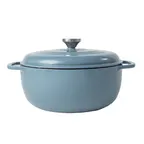 image of Lodge EC6D303 6-Quart Enameled Heron Dutch Oven, 13" Round, 11" Short, Induction Ready, 500°F Oven Safe
