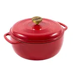 image of Lodge EC6D402G 6-Quart Ruby Enameled Cast Iron Dutch Oven, 13" Diameter, 11" Short, 500°F Oven Safe