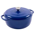 image of Lodge EC7D32 7.5‑Quart Enameled Indigo Cast Iron Dutch Oven, 14” Diameter, Induction, 500°F Safe