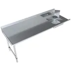 image of BK Resources BKSDT6-96-L-SS 96" Soiled Straight Dishtable with Sink,16 Gauge S.Steel / Left to Right