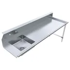 image of BK Resources BKSDT6-96-R-SS 96" Soiled Straight Dishtable with Sink, 16 Gauge / Right to Left