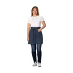 image of Chef Works AHN09-BLU-0 Brio Half Bistro Waist Apron, 20"L X 30"W, Poly/Cotton, Blue - 1/Case