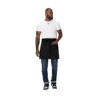 image of Chef Works AHS02-BLK-0 Bistro Canvas Waist Apron, 17"-19" L x 30"-35" W, Black, PolyCotton Snap Straps