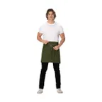 image of Chef Works AHS02-MIL-0 Waist Apron, Green, 17-19" L x 30-35" W, Straps, Pocket, 80% Recycled PolyCot