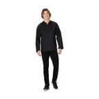 image of Chef Works BCMC010-BLK-3XL Black Chef Coat, 3XL, Poly/Cotton, Long Sleeve, Concealed Snap-Front