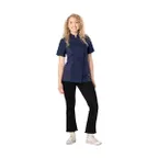 image of Chef Works BCWSZ006-NAV-S Women's Springfield Chef Coat, 2XLarge, Short Sleeve, Navy, Poly/Cotton