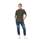 image of Chef Works CBN02W-OLI-XS Women's Mojave Short Sleeve Chef Coat, Olive, XS, Poly/Cotton