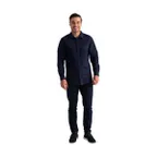 image of Chef Works D151-DNA-4XL Dress Shirt – Dark Navy, 4XL, 64oz Poly/Cotton, Cuffs, Buttoned Gauntlet