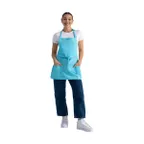 image of Chef Works F10-TUR-0 3-Pocket Bib Apron, 25"L x 27.5"W, Adjustable Neck, Poly/Cotton Blend, Turquoise