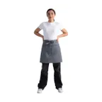 image of Chef Works F28-GRY-0 Waist Apron, Unisex Half Bistro, 19"L x 27.5"W, Grey, 65% Polyester 35% Cotton