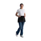 image of Chef Works F9-BWP-0 Waist Apron, 12"L x 23"W, Black with White Pinstripe, 65% Polyester 35% Cotton