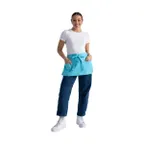 image of Chef Works F9-TUR-0 Apron, 12"L x 23"W, Turquoise, Patch Pocket, Reinforced, 65% Polyester 35% Cotton