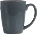 image of International Tableware 8481-LN China Mug 11oz Ceramic, Lunar Blue Dark Brown Trim Glaze - 1 Dozen
