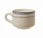 image of International Tableware CT-23 - 7oz Ceramic China Cups, White with Blue Band, Stackable, 1 Dozen