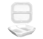 image of International Tableware FA2-3 - 3" Sauce Plate, 2 Compartments, 1/2 oz Wells, Porcelain, Safe - 1 Dozen
